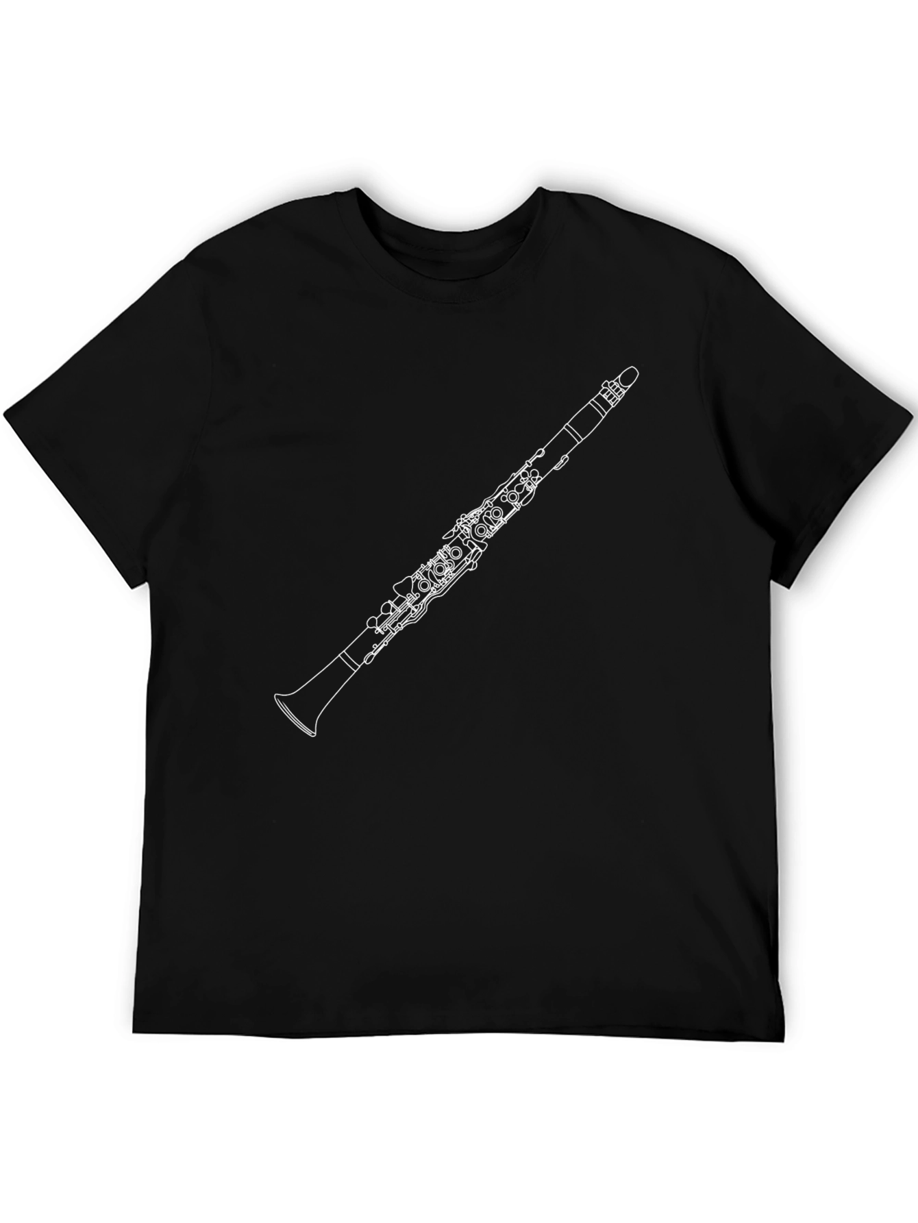 Camiseta Negra con Diseño de Clarinete para Músicos