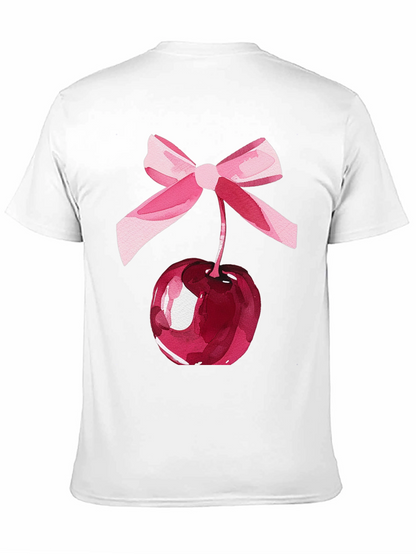 Camiseta Negra con Cereza y Lazo Rosa
