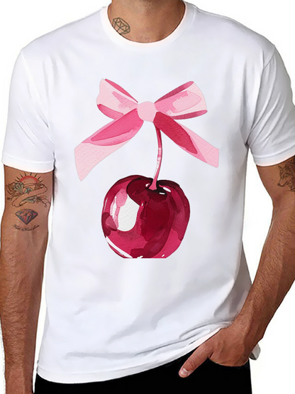 Camiseta Negra con Cereza y Lazo Rosa
