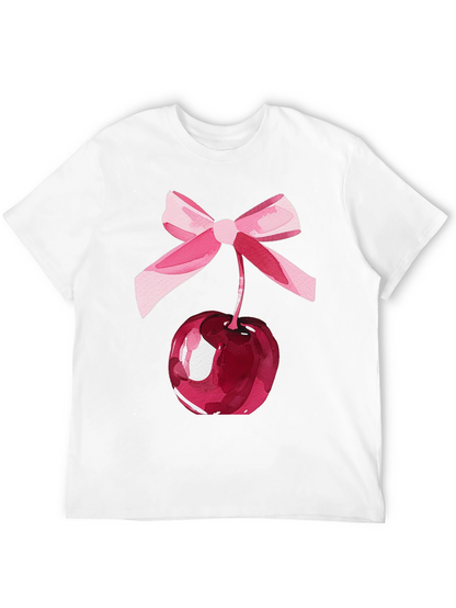 Camiseta Negra con Cereza y Lazo Rosa