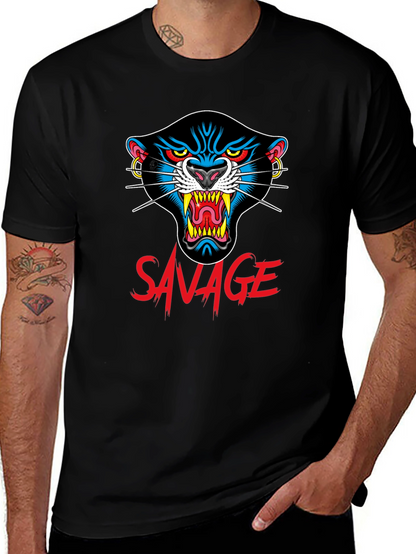 Camiseta Negra Savage con Diseño de Pantera