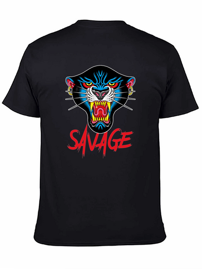 Camiseta Negra Savage con Diseño de Pantera