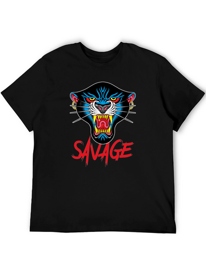 Camiseta Negra Savage con Diseño de Pantera
