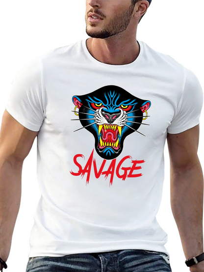 Camiseta Negra Savage con Diseño de Pantera
