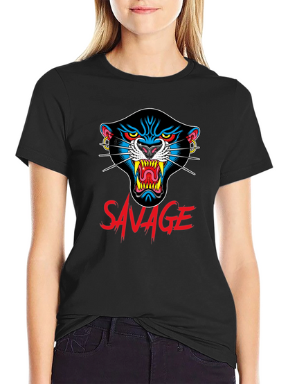 Camiseta Negra Savage con Diseño de Pantera