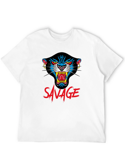 Camiseta Negra Savage con Diseño de Pantera