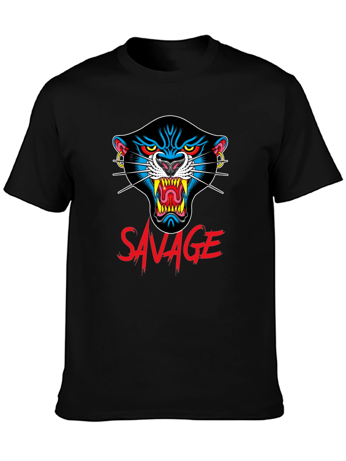 Camiseta Negra Savage con Diseño de Pantera