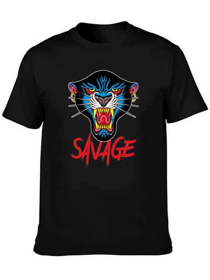Camiseta Negra Savage con Diseño de Pantera