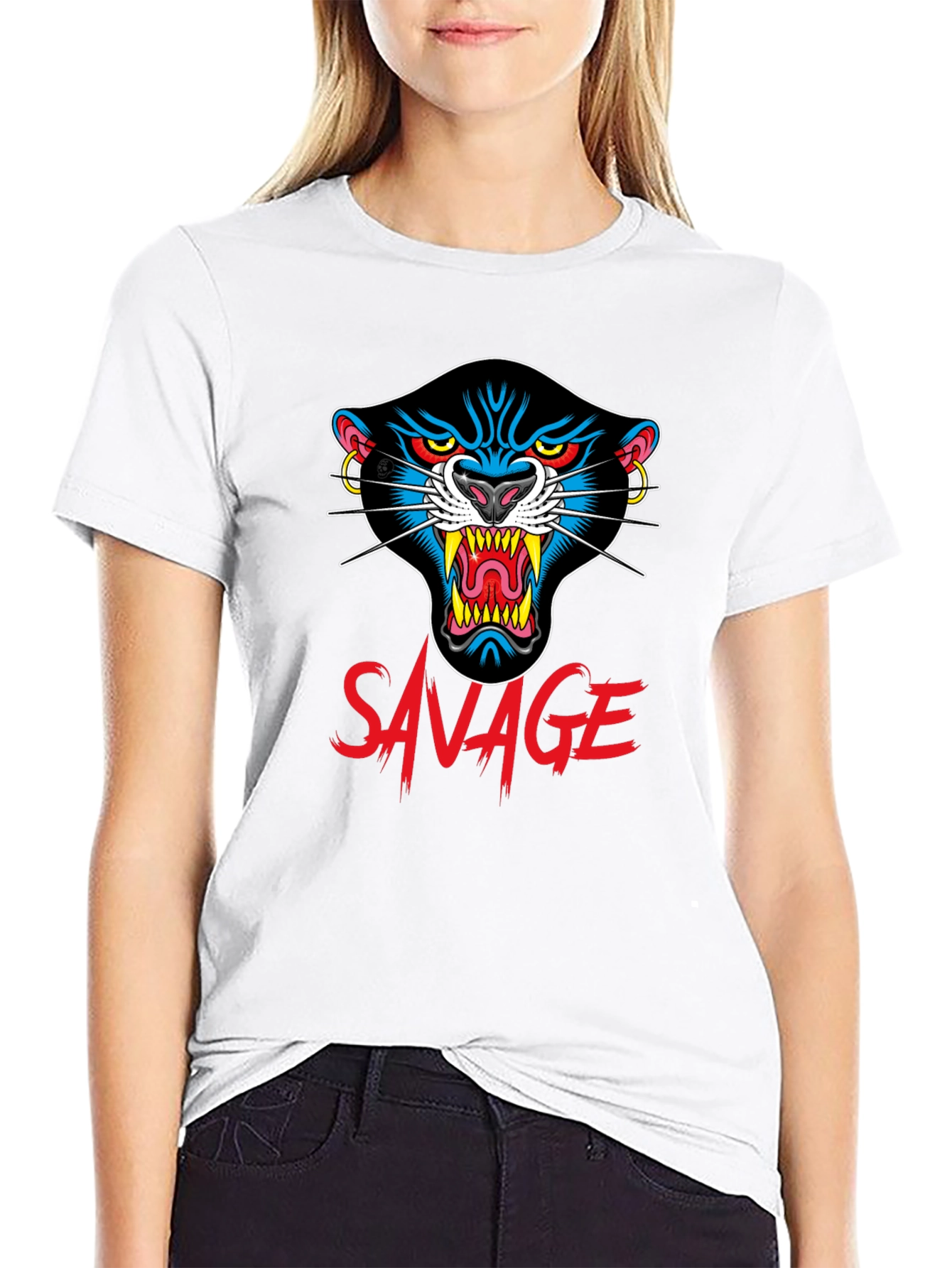 Camiseta Negra Savage con Diseño de Pantera