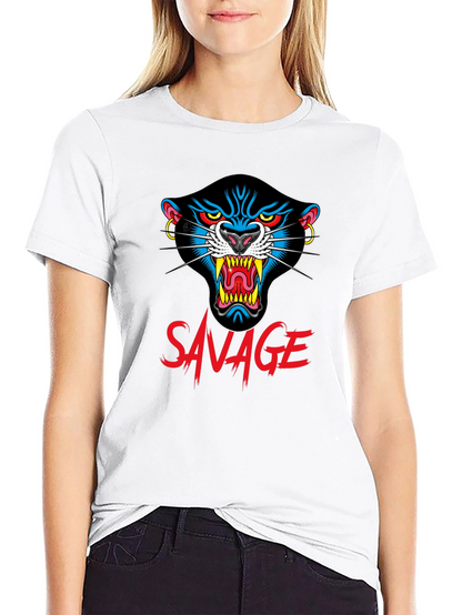 Camiseta Negra Savage con Diseño de Pantera