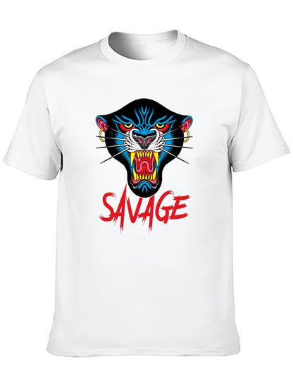 Camiseta Negra Savage con Diseño de Pantera