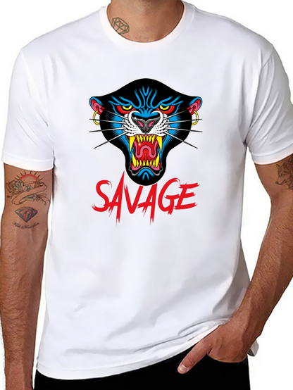 Camiseta Negra Savage con Diseño de Pantera