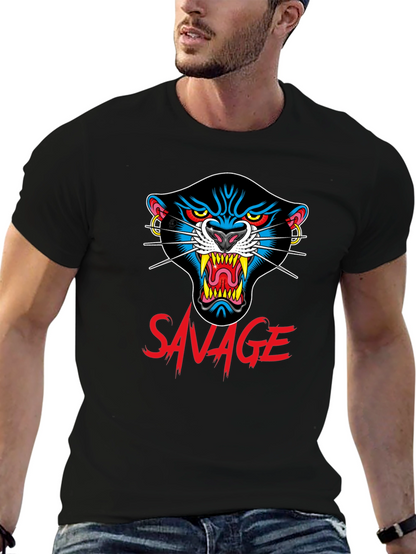 Camiseta Negra Savage con Diseño de Pantera