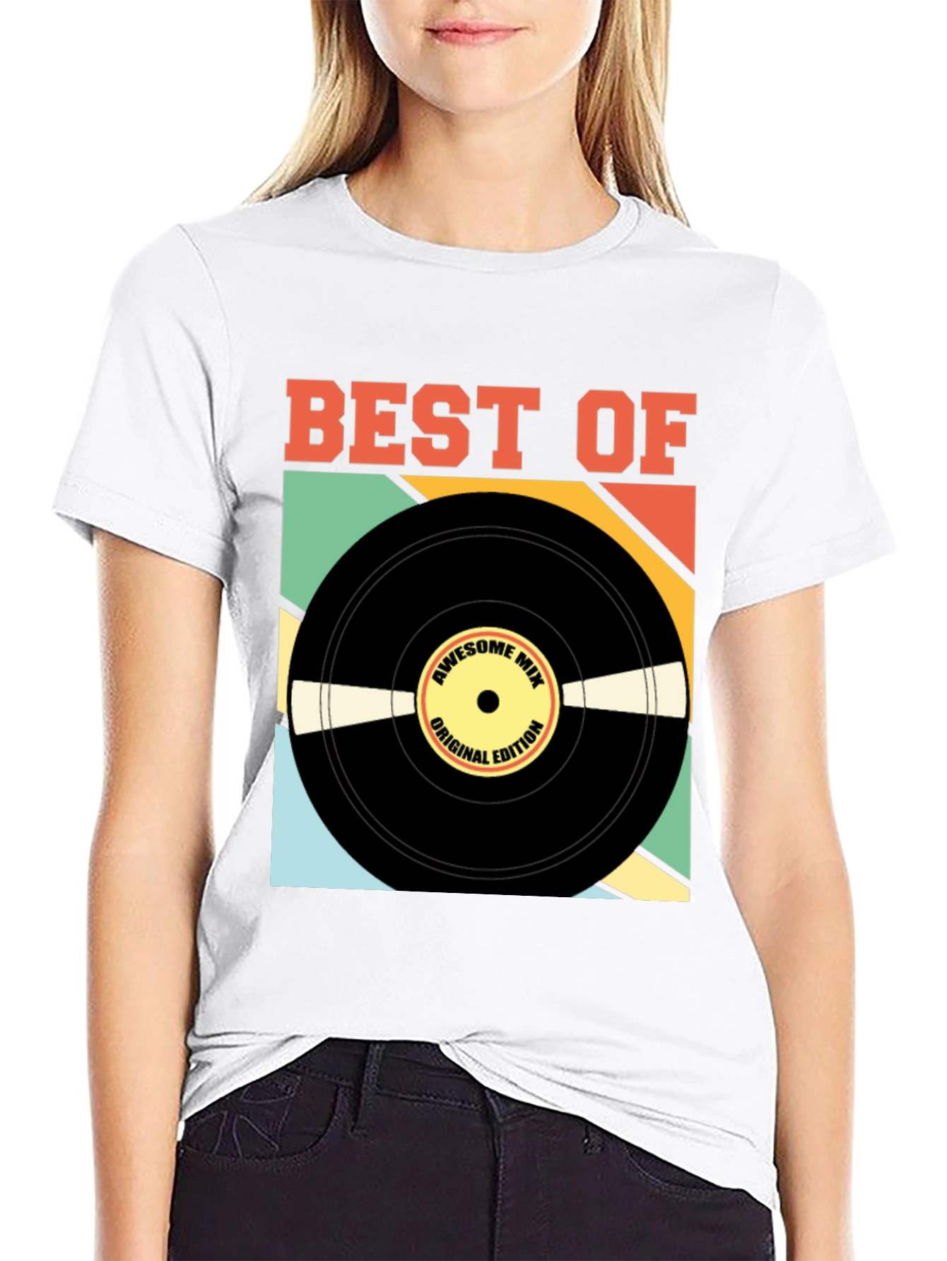 Camiseta Negra Best Of Edición Vinilo Retro