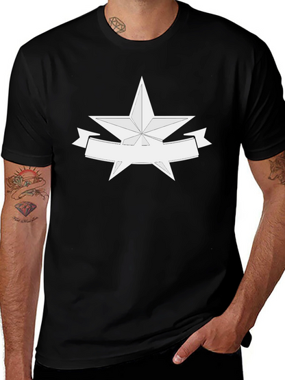 Camiseta Negra con Estrella y Banda Personalizable