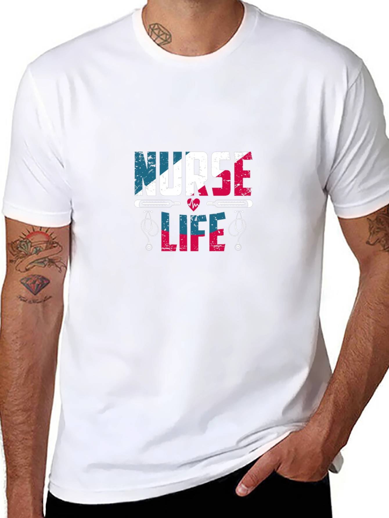 Camiseta Negra Nurse Life Diseño Patriótico