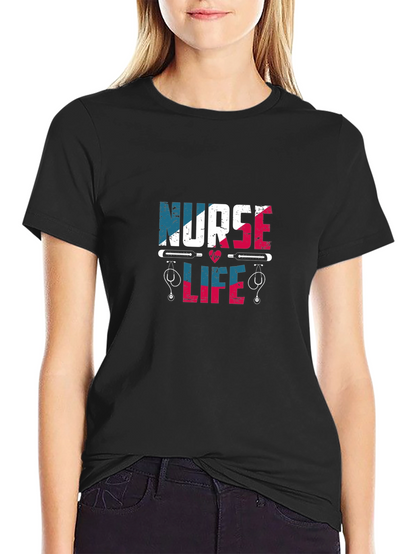 Camiseta Negra Nurse Life Diseño Patriótico