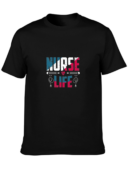 Camiseta Negra Nurse Life Diseño Patriótico
