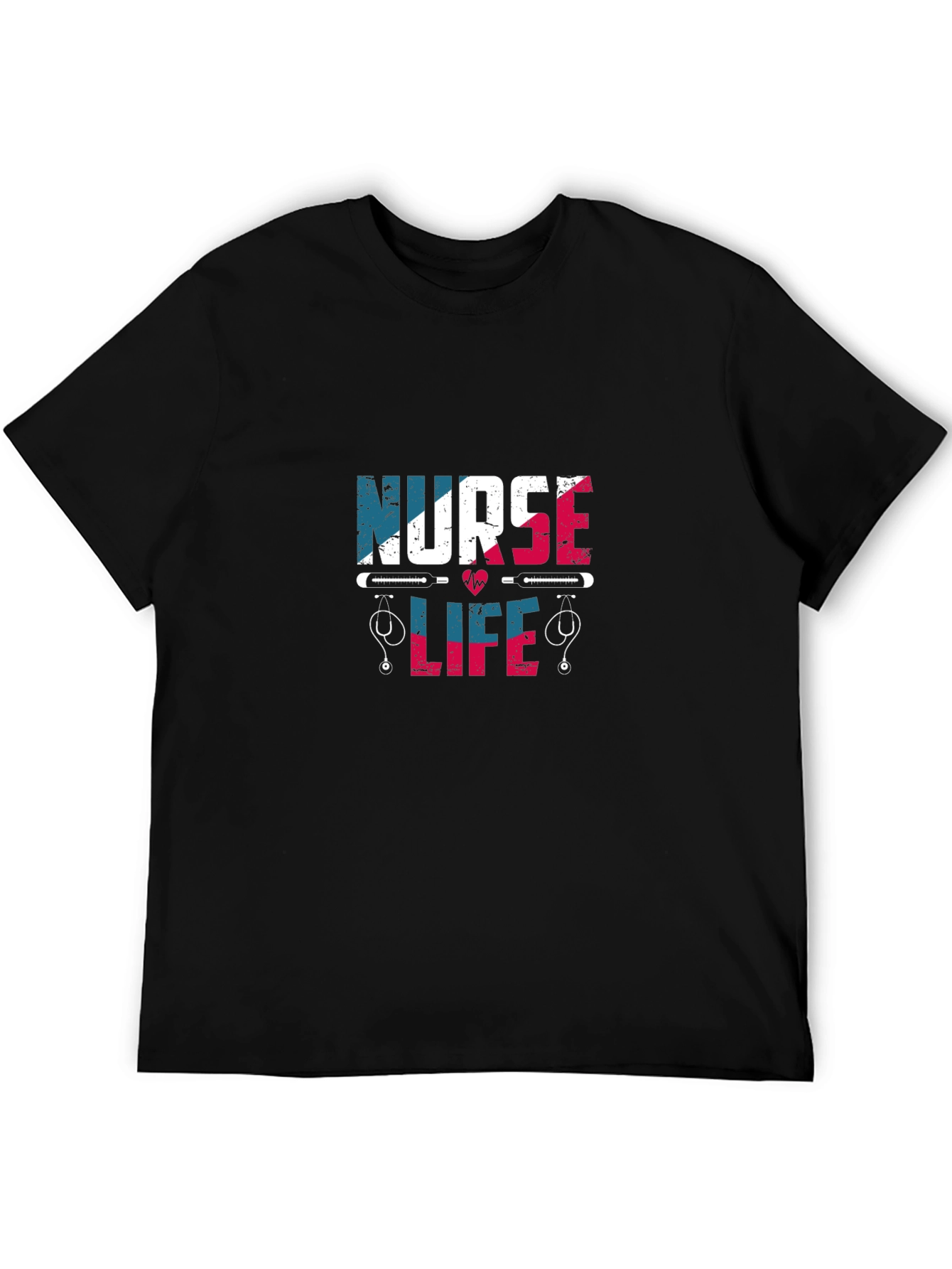 Camiseta Negra Nurse Life Diseño Patriótico
