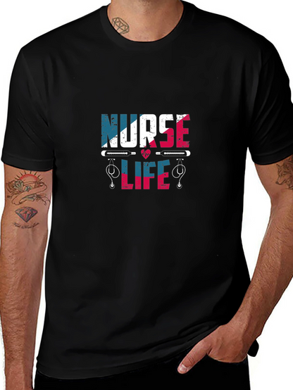 Camiseta Negra Nurse Life Diseño Patriótico