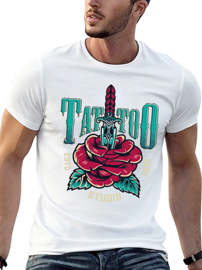 Camiseta Negra Estampada Tattoo Studio