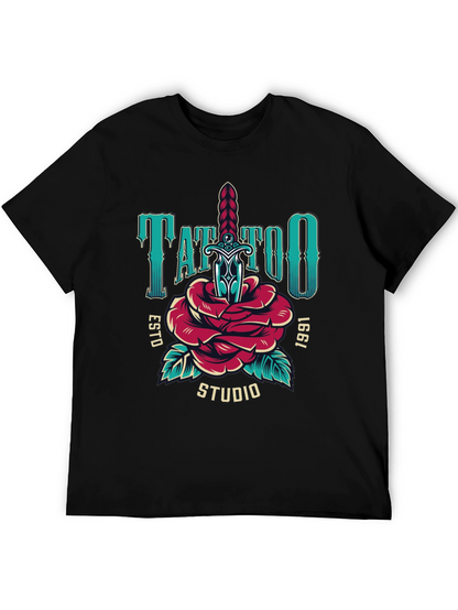 Camiseta Negra Estampada Tattoo Studio