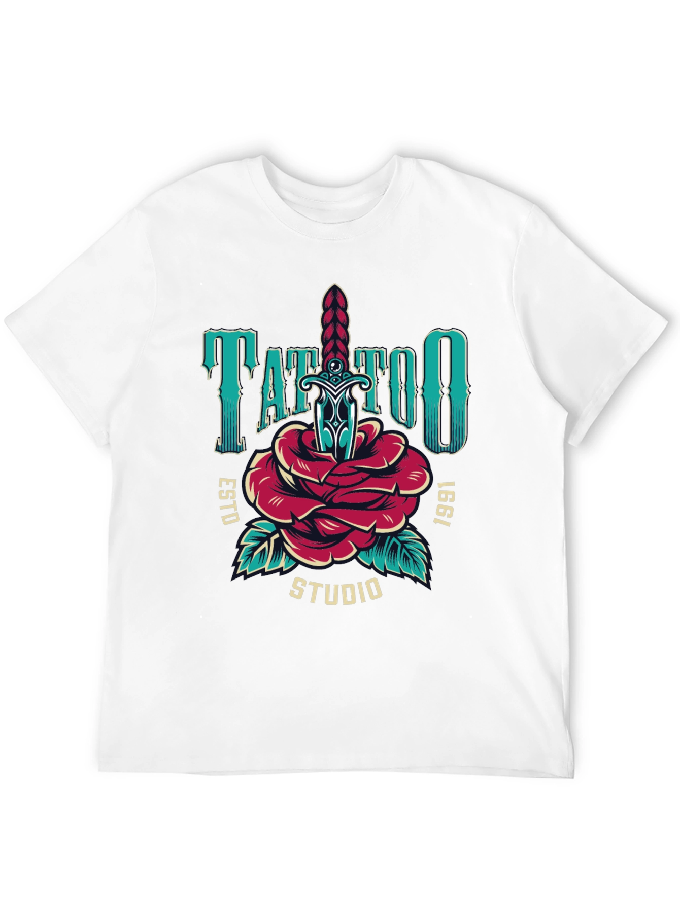 Camiseta Negra Estampada Tattoo Studio