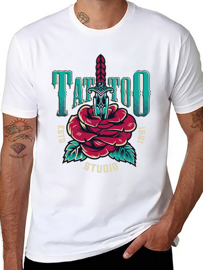 Camiseta Negra Estampada Tattoo Studio