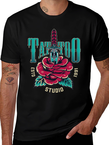 Camiseta Negra Estampada Tattoo Studio