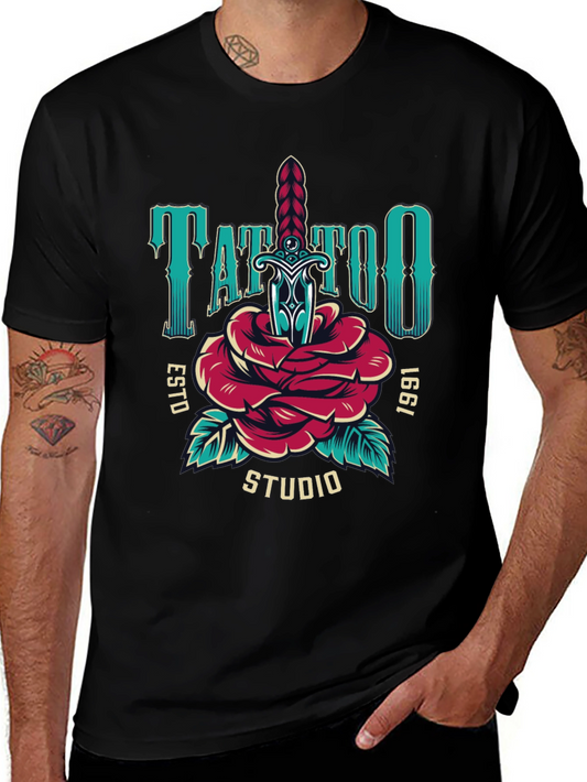Camiseta Negra Estampada Tattoo Studio