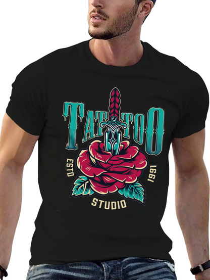 Camiseta Negra Estampada Tattoo Studio