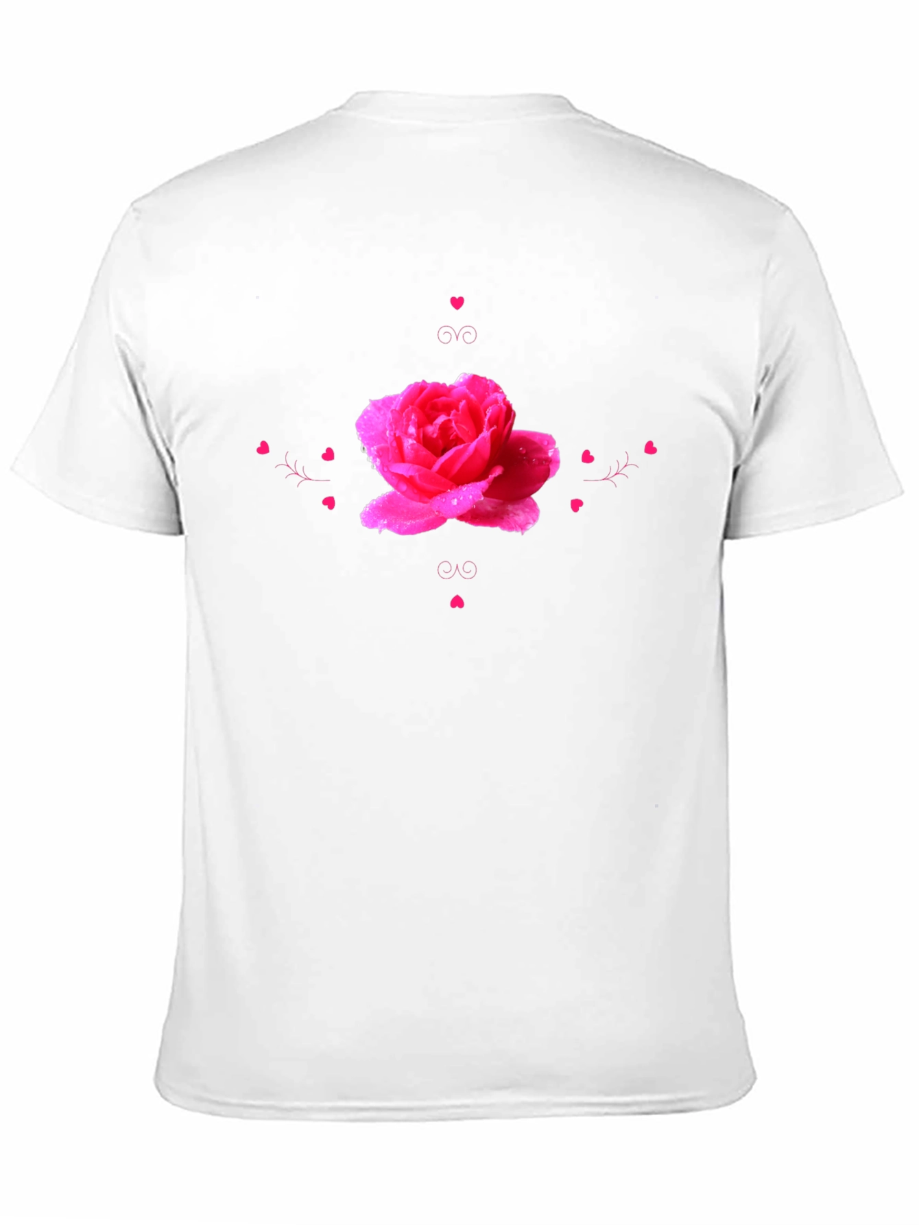 Camiseta Negra con Diseño de Rosa Romántica