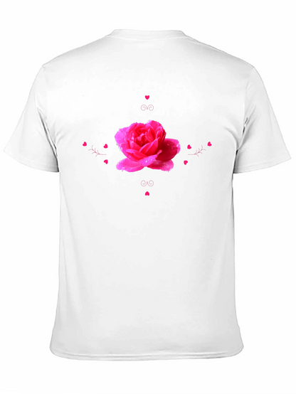 Camiseta Negra con Diseño de Rosa Romántica