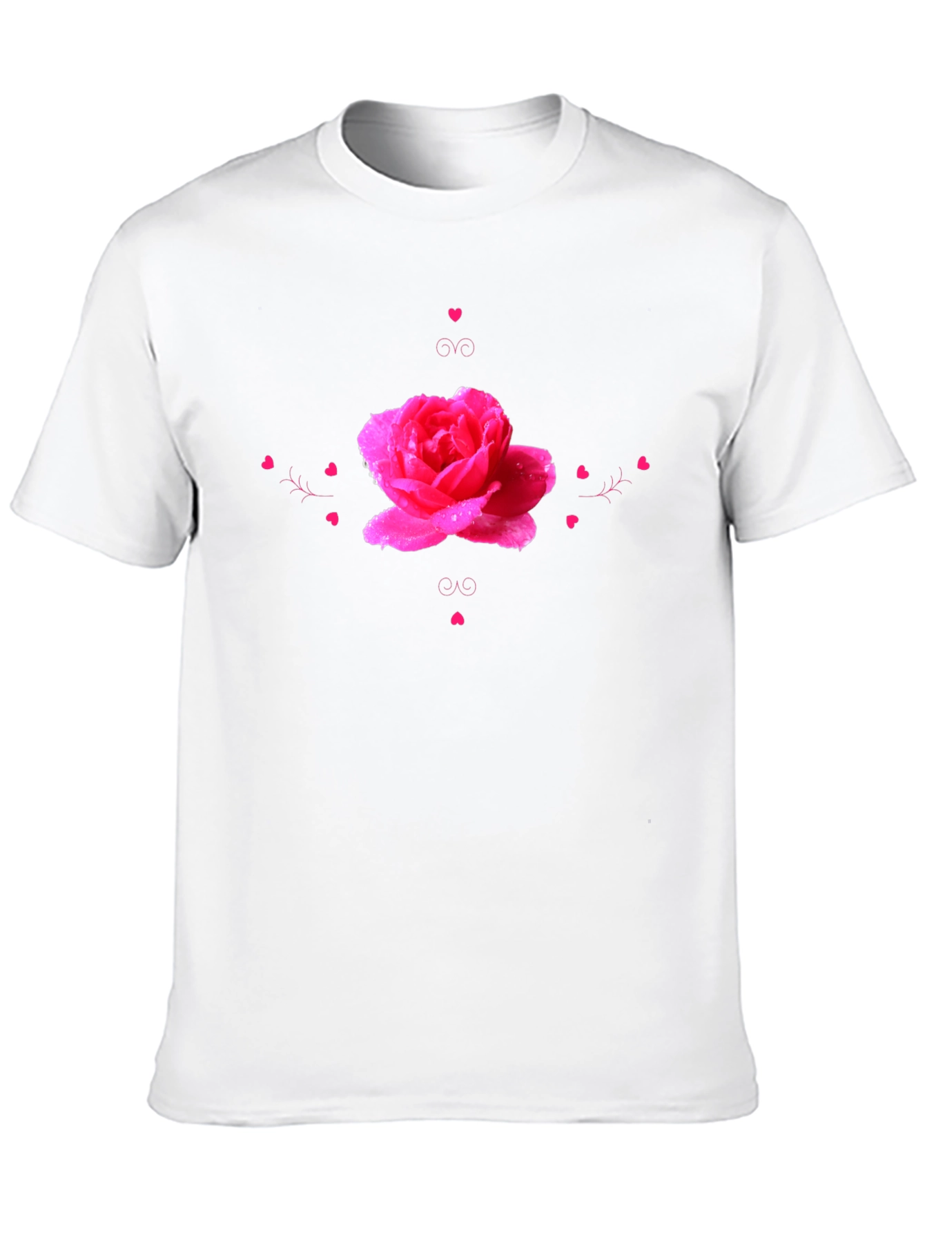 Camiseta Negra con Diseño de Rosa Romántica