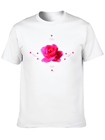 Camiseta Negra con Diseño de Rosa Romántica