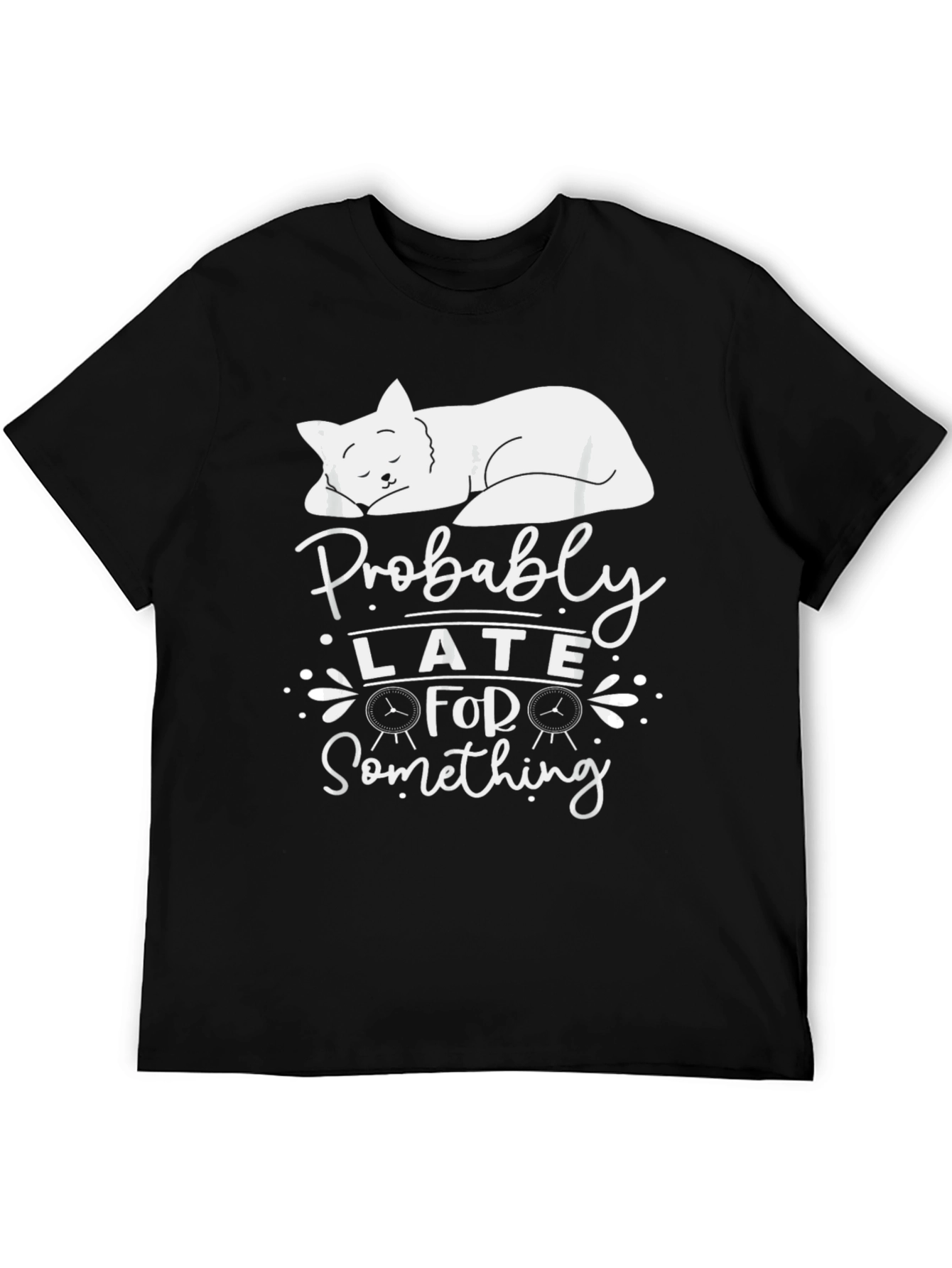 Camiseta Negra: Gato Durmiendo - Probablemente Tarde