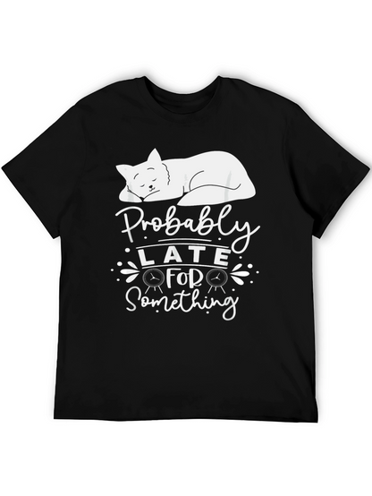 Camiseta Negra: Gato Durmiendo - Probablemente Tarde