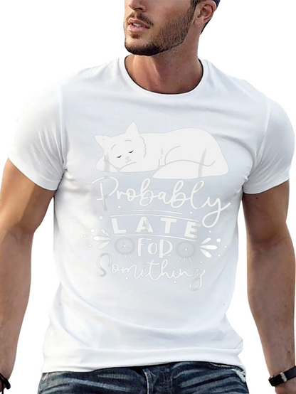 Camiseta Negra: Gato Durmiendo - Probablemente Tarde