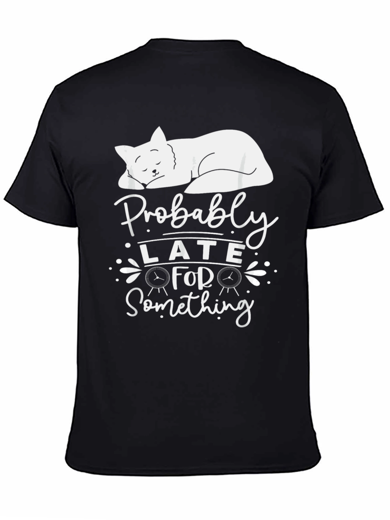 Camiseta Negra: Gato Durmiendo - Probablemente Tarde