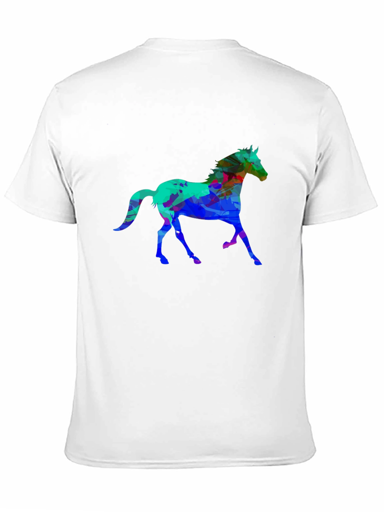 Camiseta Negra con Diseño de Caballo Abstracto