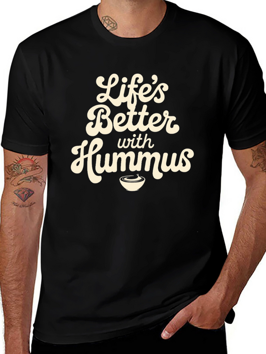 Camiseta Negra con Diseño Lifes Better with Hummus