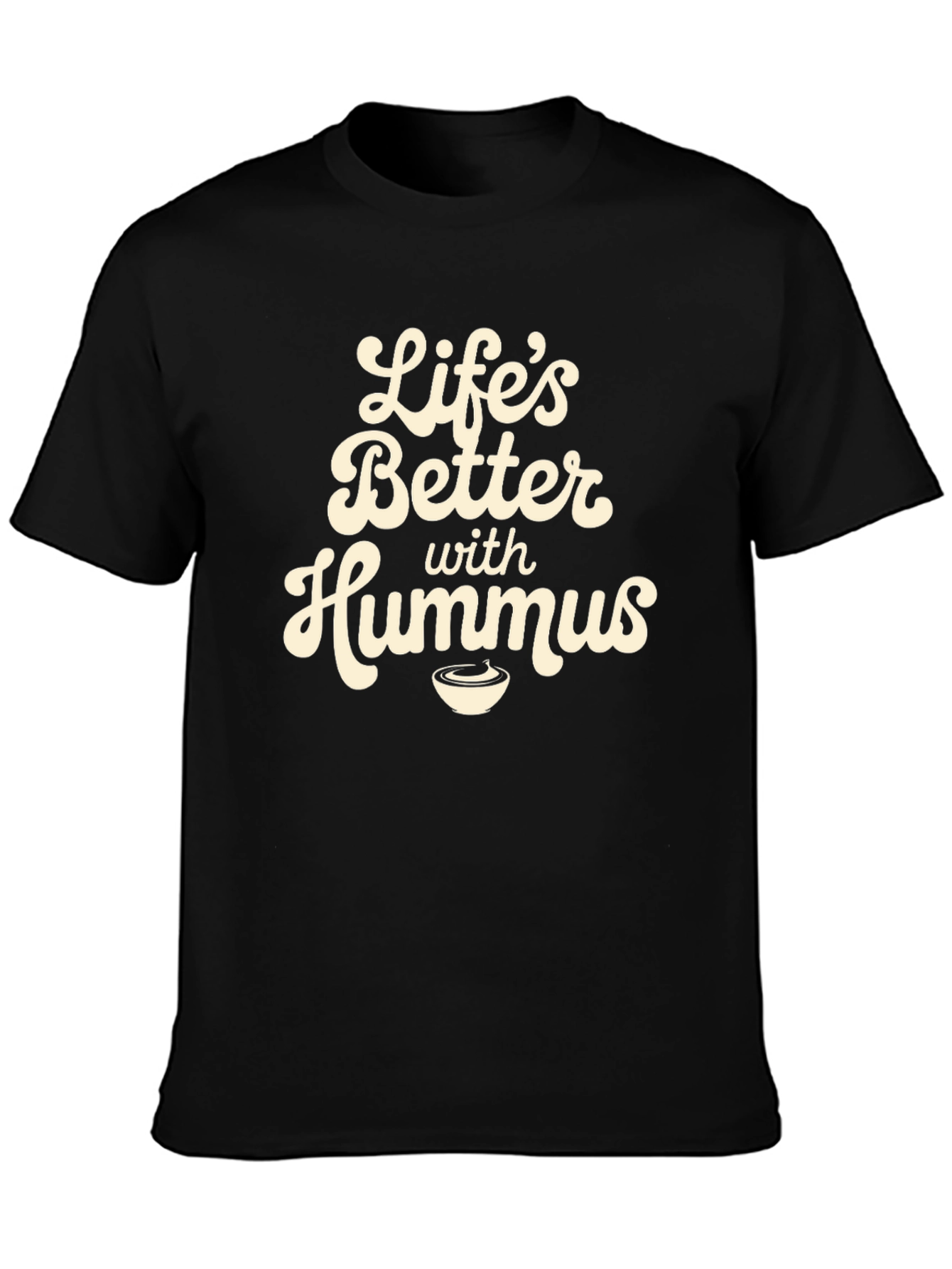 Camiseta Negra con Diseño Lifes Better with Hummus