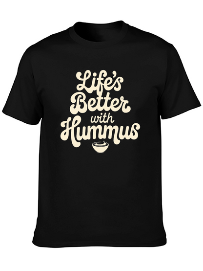 Camiseta Negra con Diseño Lifes Better with Hummus