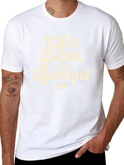 Camiseta Negra con Diseño Lifes Better with Hummus