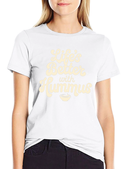 Camiseta Negra con Diseño Lifes Better with Hummus