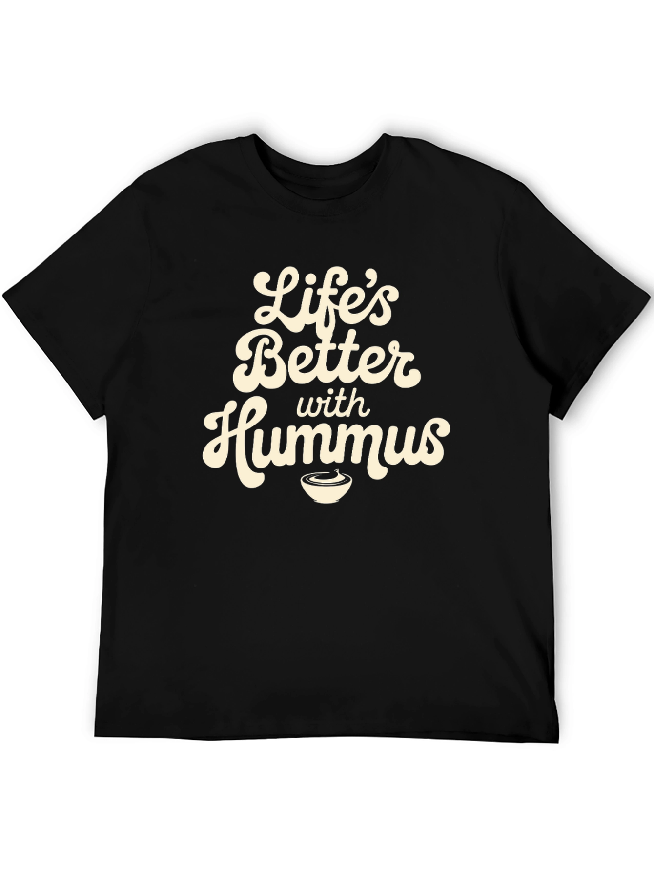 Camiseta Negra con Diseño Lifes Better with Hummus