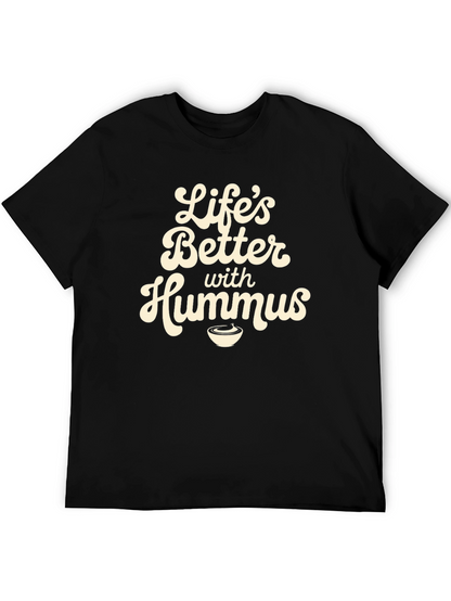 Camiseta Negra con Diseño Lifes Better with Hummus