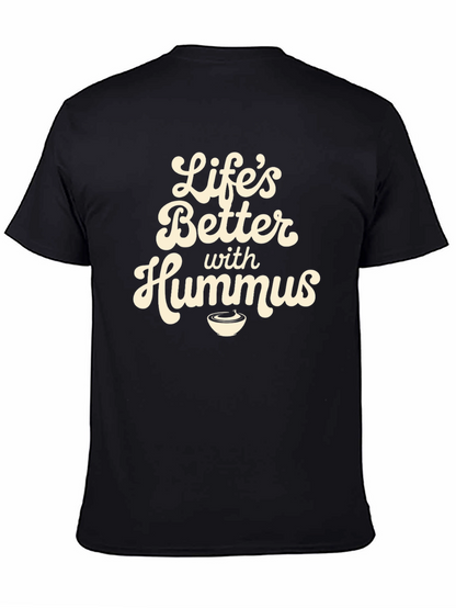 Camiseta Negra con Diseño Lifes Better with Hummus
