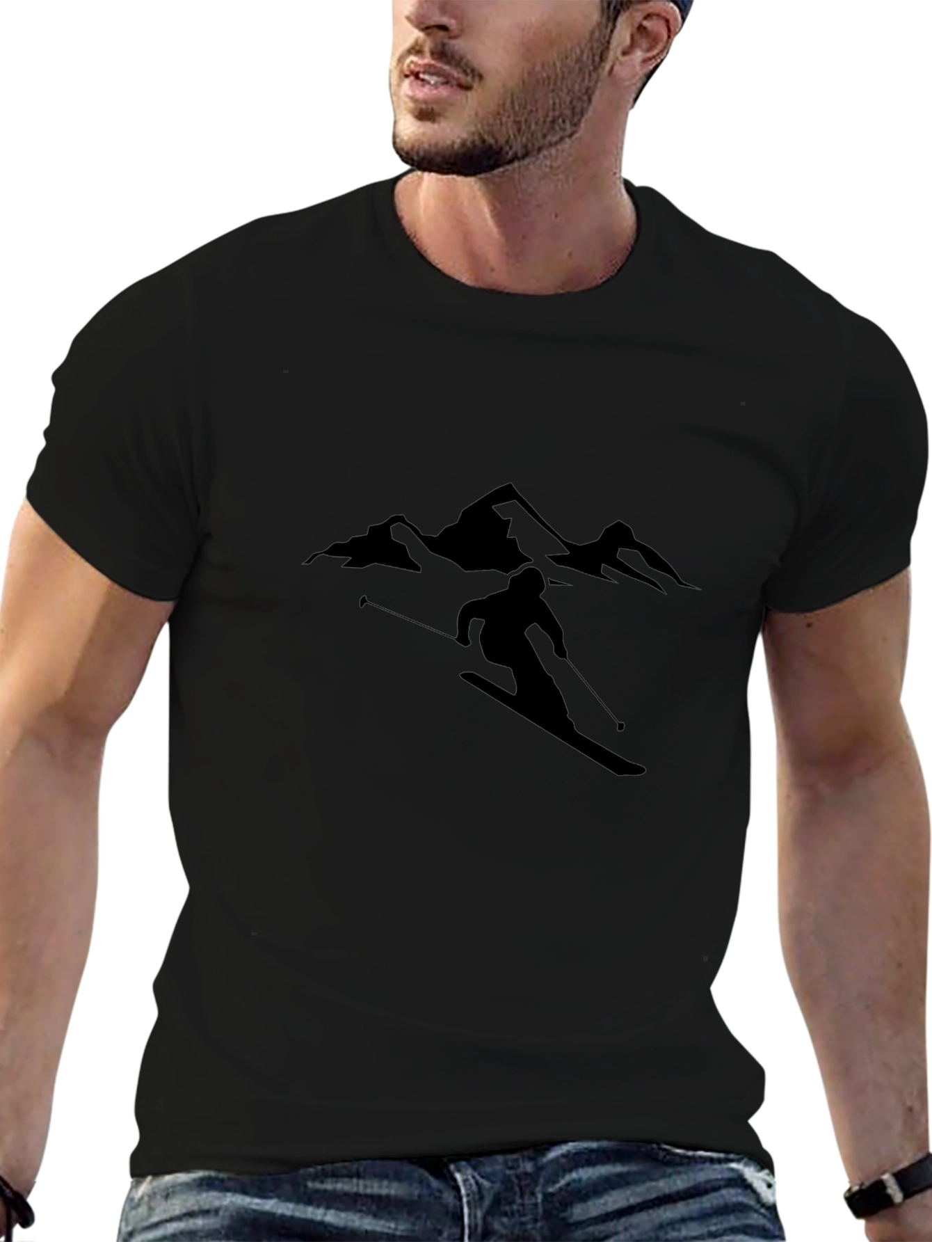 Camiseta Negra Esquí Montaña Hombre
