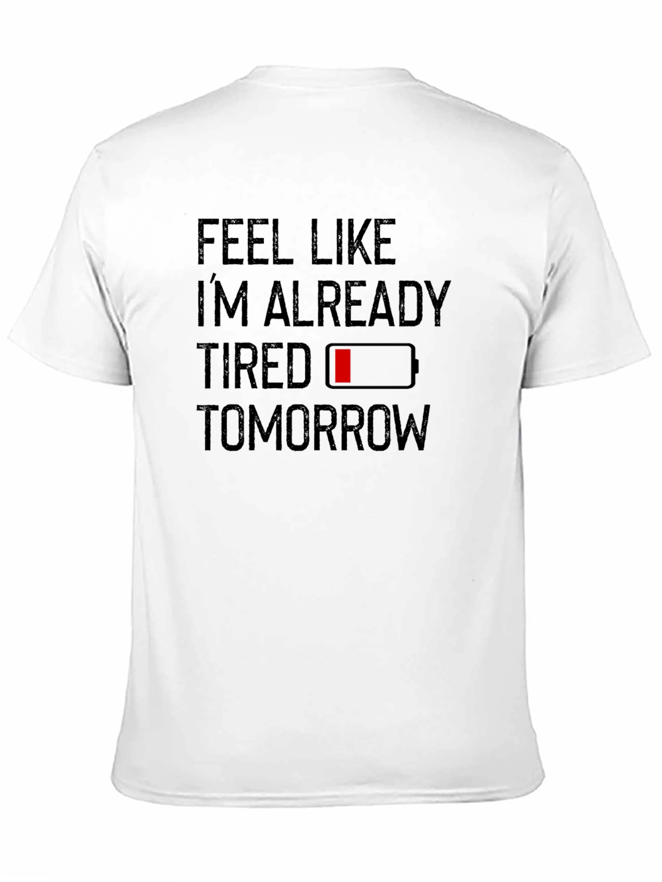 Camiseta Negra con Diseño de Batería Baja Feel Tired